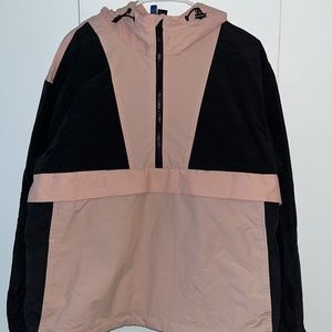 Divided H&M Mens Large Black & Pink Half Zip Adult Casual‎ Windbreaker Hooded